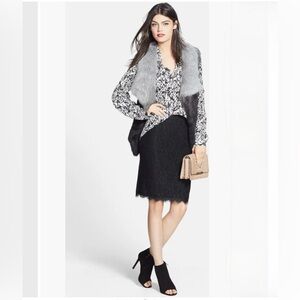 Diane Von Furstenberg Scotia Lace Pencil Skirt, Size 4, Color Black